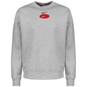Nike Sportswear Mikina 'Swoosh League'  sivá melírovaná / červená
