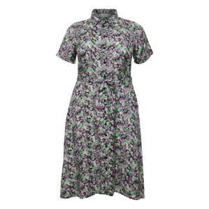 KAFFE CURVE Košeľové šaty 'Lora'  zelená / tmavozelená / fialová / pastelovo fialová