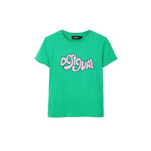 Desigual Tričko 'Barcelona'  zelená / ružová / čierna