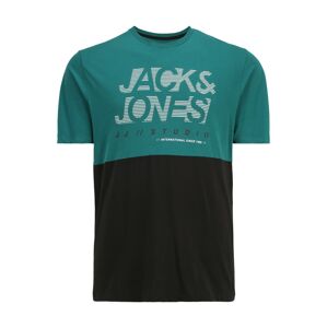 Jack & Jones Plus Tričko 'MARCO'  smaragdová / čierna / biela