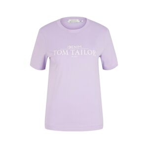 TOM TAILOR DENIM Tričko  pastelovo fialová / biela ako vlna