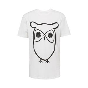 KnowledgeCotton Apparel Tričko 'Big Owl'  čierna / biela