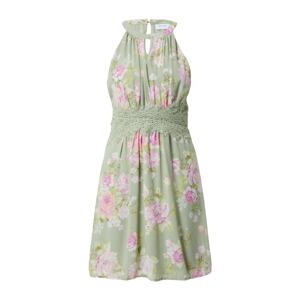 VILA Kokteilové šaty 'Milina'  zelená / pastelovo zelená / ružová / biela