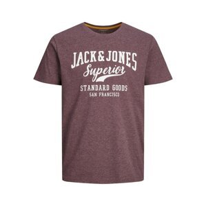 JACK & JONES Tričko  fialová melírovaná / biela