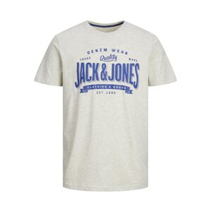 JACK & JONES Tričko  kráľovská modrá / sivá melírovaná