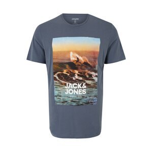 Jack & Jones Plus Tričko 'GEM'  modrá / svetlomodrá / tmavohnedá / biela