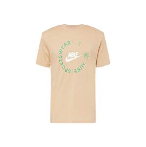 Nike Sportswear Tričko  svetlohnedá / zelená / biela