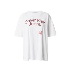 Calvin Klein Jeans Tričko  burgundská / biela