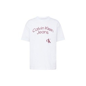 Calvin Klein Jeans Tričko  vínovo červená / biela
