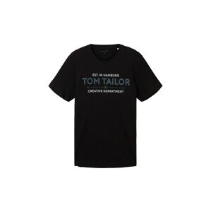 TOM TAILOR Tričko  modrosivá / čierna / biela
