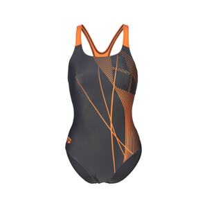 ARENA Športové jednodielne plavky  tmavomodrá / oranžová
