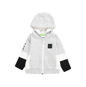 BOSS Kidswear Tepláková bunda  sivá melírovaná / čierna / biela