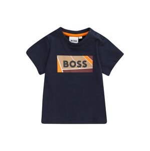 BOSS Kidswear Tričko  námornícka modrá / svetlohnedá / oranžová / biela