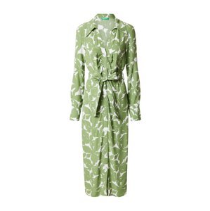 UNITED COLORS OF BENETTON Košeľové šaty  zelená / biela