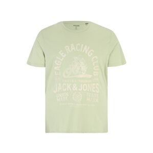 Jack & Jones Plus Tričko 'BIKE'  slonová kosť / pastelovo zelená