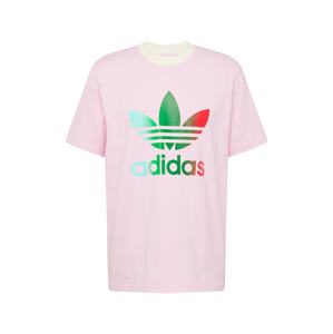 ADIDAS ORIGINALS Tričko 'Adicolor 70S Premium Trefoil'  krémová / trávovo zelená / ružová / červená