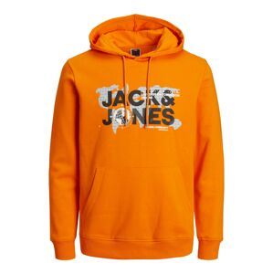 JACK & JONES Mikina 'DUST'  sivá / oranžová / čierna / biela
