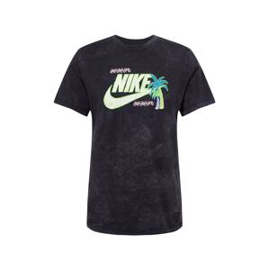 Nike Sportswear Tričko 'BEACH PARTY'  modrá / neónovo zelená / čierna / biela
