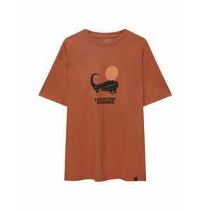 Pull&Bear Tričko  okrová / pastelovo oranžová / čierna