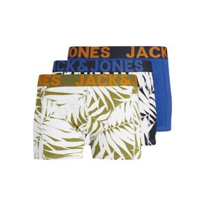 JACK & JONES Boxerky 'CALM LEAVES'  modrá / námornícka modrá / oranžová / biela