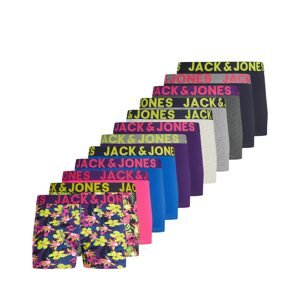 JACK & JONES Boxerky  modrá / sivá melírovaná / tmavofialová / ružová
