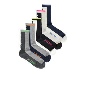 JACK & JONES Ponožky  tmavomodrá / sivá melírovaná / mätová / ružová / čierna / biela