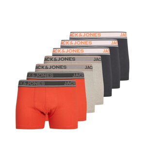 JACK & JONES Boxerky  sivá melírovaná / oranžovo červená / čierna / biela
