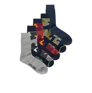 JACK & JONES Ponožky  tmavomodrá / sivá melírovaná / olivová / červená