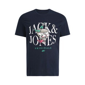 Jack & Jones Plus Tričko 'AFTERLIFE'  námornícka modrá / zelená / ružová / biela