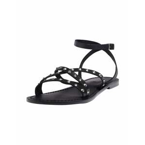 Pull&Bear Remienkové sandále  čierna / strieborná
