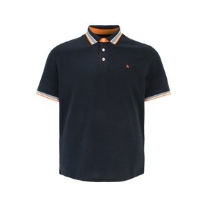 Jack & Jones Plus Tričko 'Paulos'  námornícka modrá / oranžová / šedobiela