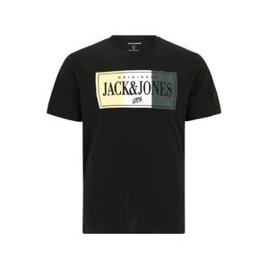 Jack & Jones Plus Tričko 'ARTHUR'  svetložltá / tmavozelená / čierna / biela
