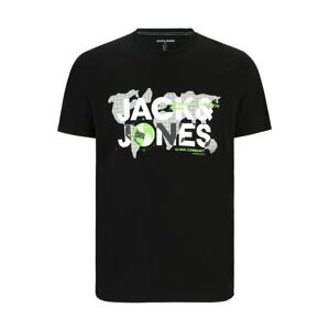 Jack & Jones Plus Tričko 'DUST'  kiwi / čierna / biela