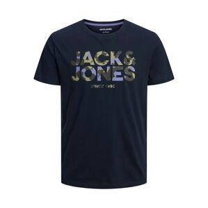 JACK & JONES Tričko 'James'  námornícka modrá / kaki / svetlofialová