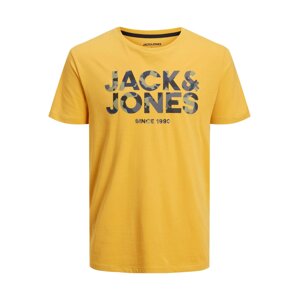 JACK & JONES Tričko 'JAMES'  modrosivá / zlatá žltá / kamenná / čierna