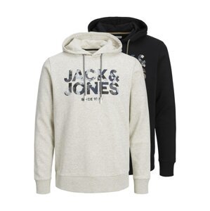 JACK & JONES Mikina 'James'  tmavomodrá / sivá / čierna / biela melírovaná