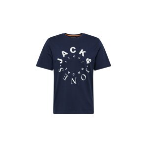 JACK & JONES Tričko 'WARRIOR'  béžová / námornícka modrá / biela