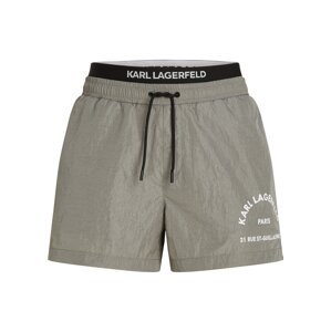 Karl Lagerfeld Plavecké šortky 'Rue St-Guillaume Double Waistband'  striebornosivá / čierna / biela