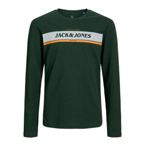 Jack & Jones Junior Tričko 'Alex'  tmavozelená / svetlooranžová / biela