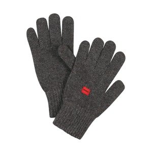 HUGO Prstové rukavice 'Waff'  sivá melírovaná / červená / čierna