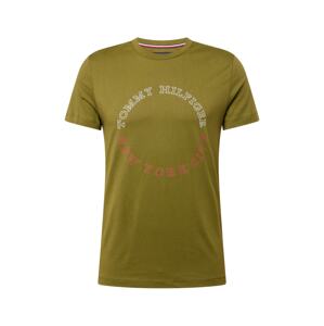 TOMMY HILFIGER T-Shirt  olivová / ružová / biela