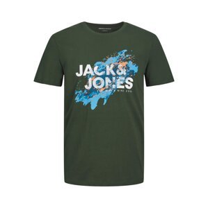 JACK & JONES Tričko 'Nelson'  svetlomodrá / zelená / oranžová / biela