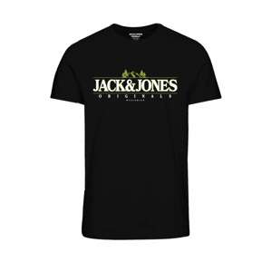 JACK & JONES Tričko 'MEDIAN'  zelená / čierna / biela