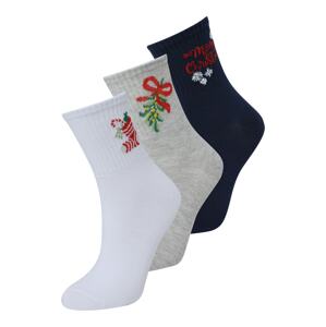 PIECES Ponožky 'CALLY'  námornícka modrá / sivá melírovaná / červená / biela