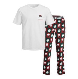 JACK & JONES Dlhé pyžamo 'SQUARED SANTA'  smaragdová / červená / čierna / biela