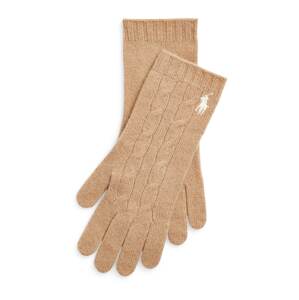 Polo Ralph Lauren Prstové rukavice  farba ťavej srsti / biela