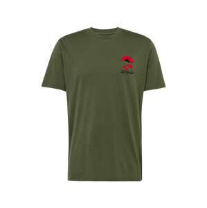 EDWIN Tričko 'Kamifuji'  tmavozelená / červená / čierna