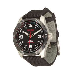 HUGO Analógové hodinky '#Trek'  sivá / čierna / biela