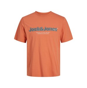 JACK & JONES Tričko 'LAKEWOOD'  oranžová / čierna / biela