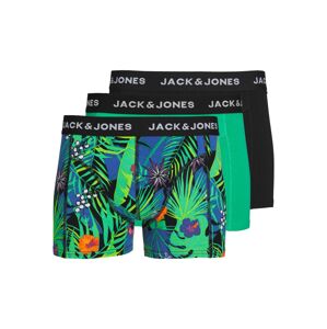 JACK & JONES Boxerky 'FLOWER'  modrá / svetlozelená / fialová / čierna